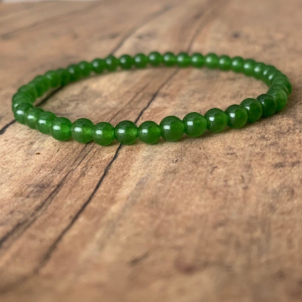 4mm green  jade Bracelet, jade Bracelet, Genuine green jade, Beaded bracelet, Natural stone bracelet,  green beaded bracelets