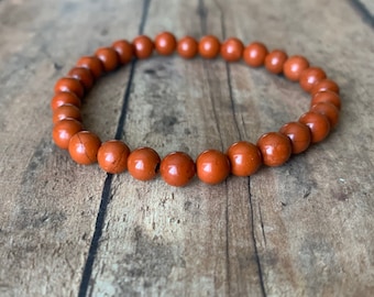 Handmade 6mm Red Jasper Bracelet – Natural Gemstone, Grounding Stone