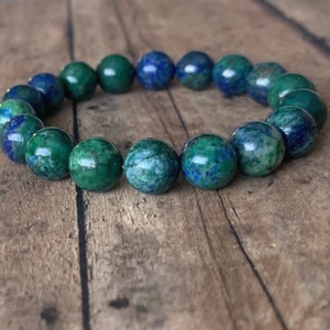 10mm AAA Chrysocolla Beaded Bracelet: Natural Blue-Green Gemstone