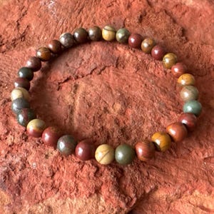 6mm Picasso Jasper Bracelet: Natural Multicolored Gemstone Stacking Bracelet
