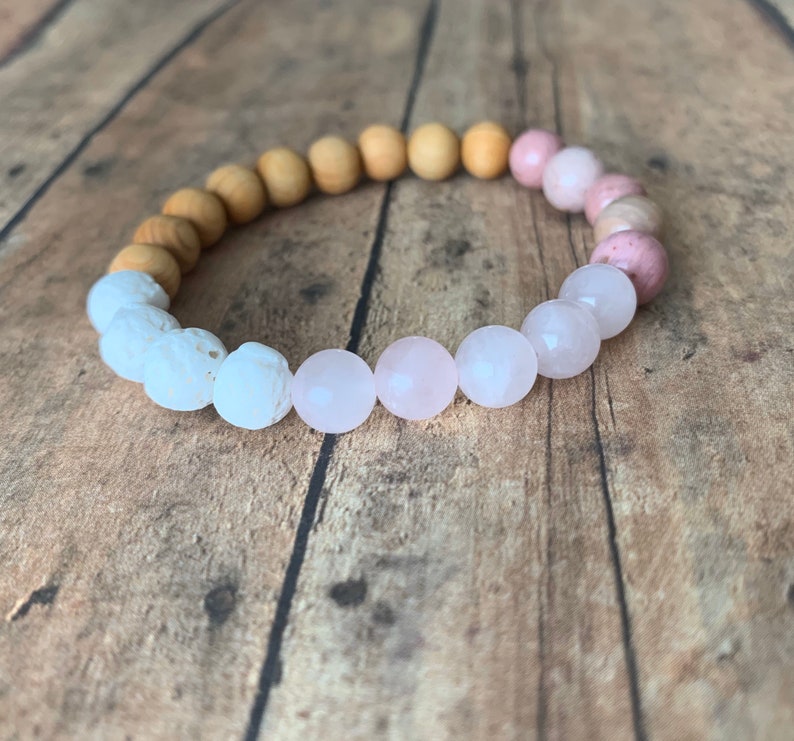 8mm sandalwood bracelet Sandalwood stone rose Quartz rhodonite bracelet,Aromatherapy diffuser bracelet Genuine sandalwood beads