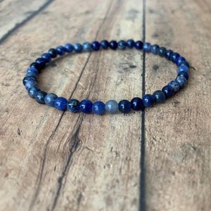 4mm African Beaded natural blue sodalite bracelet, aaa grade blue stone ditroite beaded bracelets, gems bracelet, royal blue bracelets