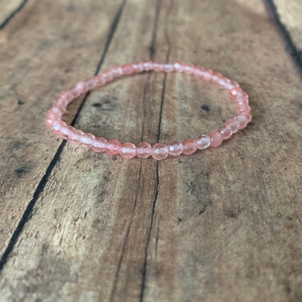 4mm genuine AAA quality faceted watermelon tourmaline bracelet, beaded bracelet, stretch bracelet, tourmaline bracelet