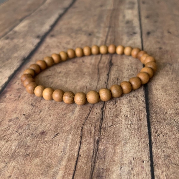 6mm natural sandalwood bracelet/ wood bracelet. Aromatherapy diffuser bracelet. Genuine sandalwood beads mens womens bracelet