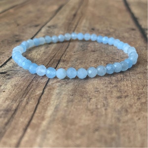 Faceted Aquamarine Bracelet: Natural Blue Gemstone, Stacking Bracelet