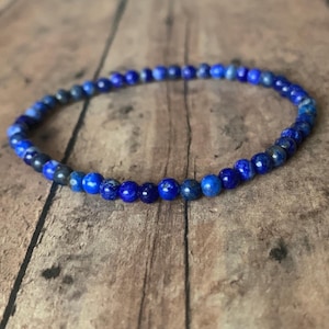 4mm genuine Lapis Lazuli Bracelet, Blue bracelet, men&#39;s women&#39;s bracelet, beaded bracelet, natural stones bracelet