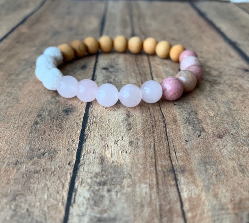 8mm sandalwood bracelet Sandalwood stone rose Quartz rhodonite bracelet,Aromatherapy diffuser bracelet Genuine sandalwood beads