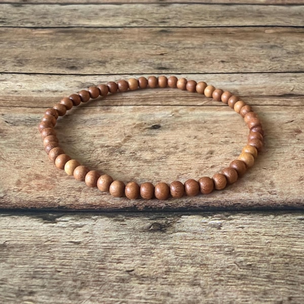 4mm Sandalwood Bead Bracelet – Natural Indian Aromatherapy Diffuser Jewelry