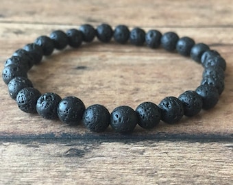 Handmade Volcanic Lava Rock Bracelet – 6mm Natural Stone Beads, Aromatherapy Essential Oil Diffuser Bracelet
