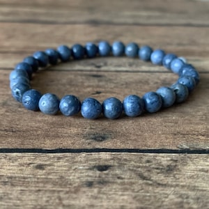 Blue Sponge Coral Beaded Bracelet: Natural Stone Jewelry