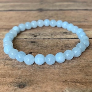 6mm Aquamarine Bracelet: Natural Gemstone, Light Blue AAA Quality