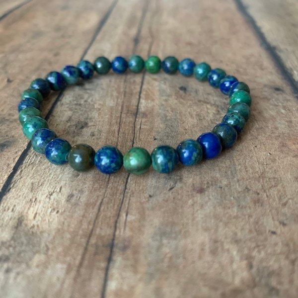 6mm genuine aaa grade chrysocolla Bracelet, Blue green bracelet, azurite men's women's bracelet, beaded bracelet, natural stones bracelet