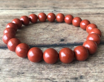 8mm Red Jasper Bracelet, red bracelet ,natural Red Jasper Jewelry,Natural stone jewelry, beaded bracelet, jasper bracelet