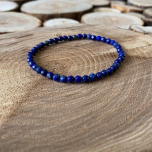 4mm faceted genuine Lapis Lazuli Bracelet, Blue bracelet, men&#39;s women&#39;s bracelet, beaded bracelet, natural stones bracelet