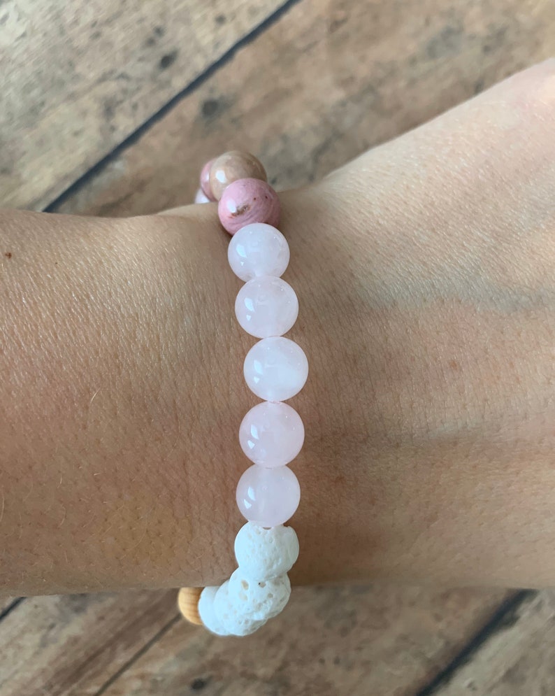 8mm sandalwood bracelet Sandalwood stone rose Quartz rhodonite bracelet,Aromatherapy diffuser bracelet Genuine sandalwood beads