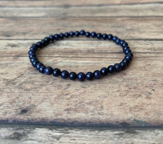 3.5mm Blue Sandstone Bracelet Blue Goldstone Semiprecious Jewelry Blue Bracelet Men s Women s Bracelet Glittering Bracelets Etsy