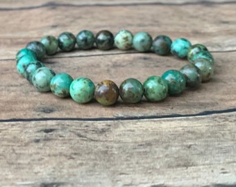 Handmade 8mm African Jasper Bracelet – Multicolored Natural Stone Stretch Bracelet for Men &Women