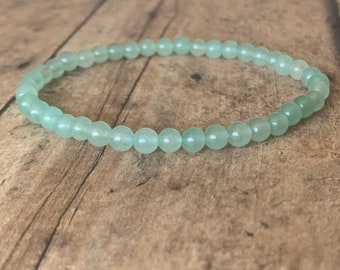 4mm Green Aventurine Bracelet: Beaded Gemstone Stretch Bracelet handmade