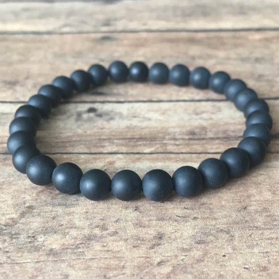 Handmade Matte Onyx Bracelet – 6mm Gemstone Stretch Jewelry minimalist jewelry gift
