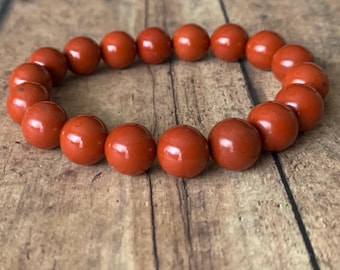 10mm Red Jasper Beaded Bracelet-Natural Stone Jewelry Bracelets