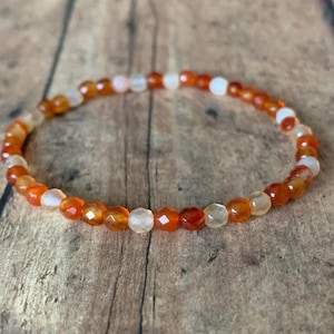 Faceted Carnelian Bracelet: Multicolored Natural Stone Jewelry