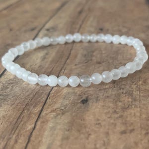 4mm White Jade Bracelet: Genuine Beaded Natural Stone Bracelet