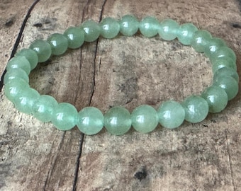 Green Aventurine Bracelet – 8mm Natural Gemstone, Handmade Stretch Jewelry