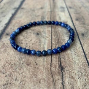 4mm Sodalite Beaded Bracelet: Natural Blue Gemstone Bracelet