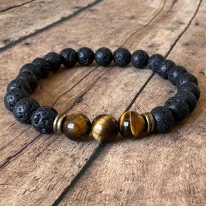 Tiger Eye & Lava Rock Bracelet - Beaded Diffuser Bracelet