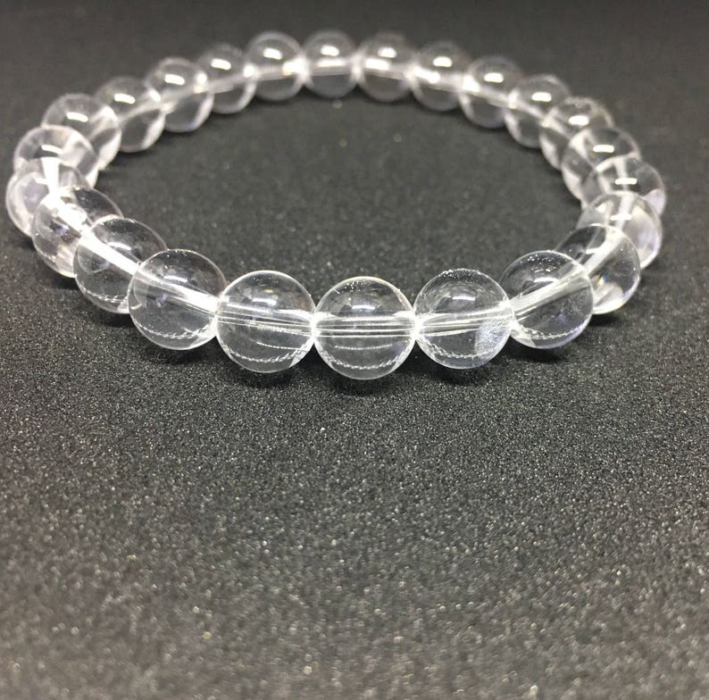 8mm Genuine Clear Quartz Crystal Bracelet Clear Bracelet Etsy