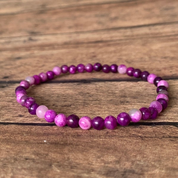 4mm sugilite bracelet dyed sugalite jasper bracelets  pink purple sugilite bracelet mens womens bracelet