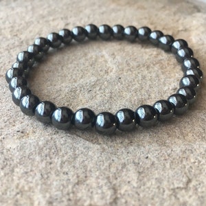 6mm Black Hematite Beaded Bracelet: Men&#39;s, Women&#39;s Healing Jewelry