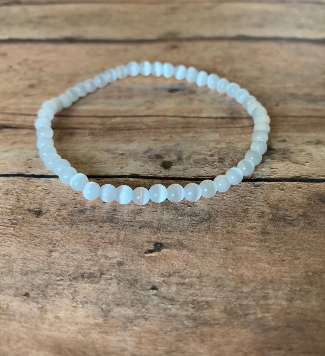 4mm White Cat Eye Bracelet. Men's Women's Bracelet Etsy