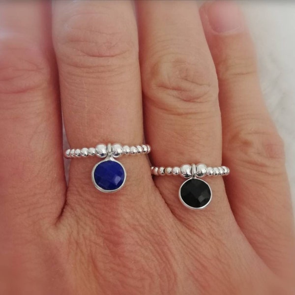 Bague en argent 925 pendentif lapis lazuli ou onyx noir