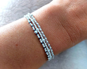 Conjunto de três pulseiras femininas em prata 925 e contas Miyuki