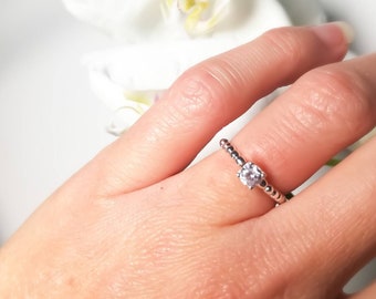 Bague en argent 925 avec solitaire en Zirconium