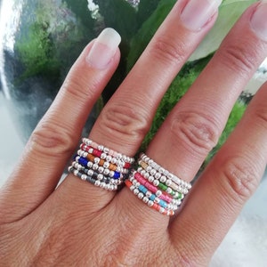Silver and miyuki pearl rings