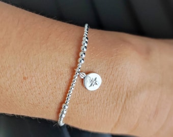 Women's 925 sterling silver bracelet with North Star charm