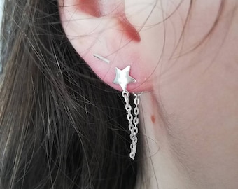 Sternketten-Ohrringe aus 925er Silber