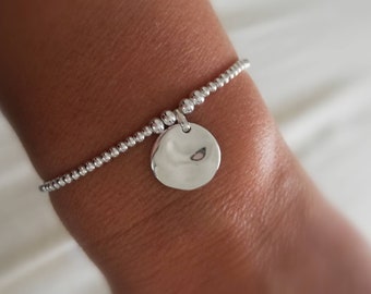 Women&#39;s bracelet in 925 silver with large wavy medal