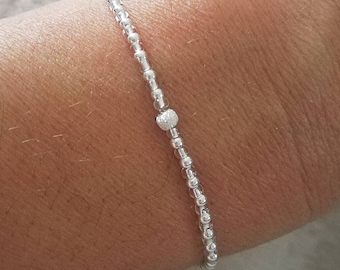 Pulseira feminina em prata 925 e contas de cristal Miyuki