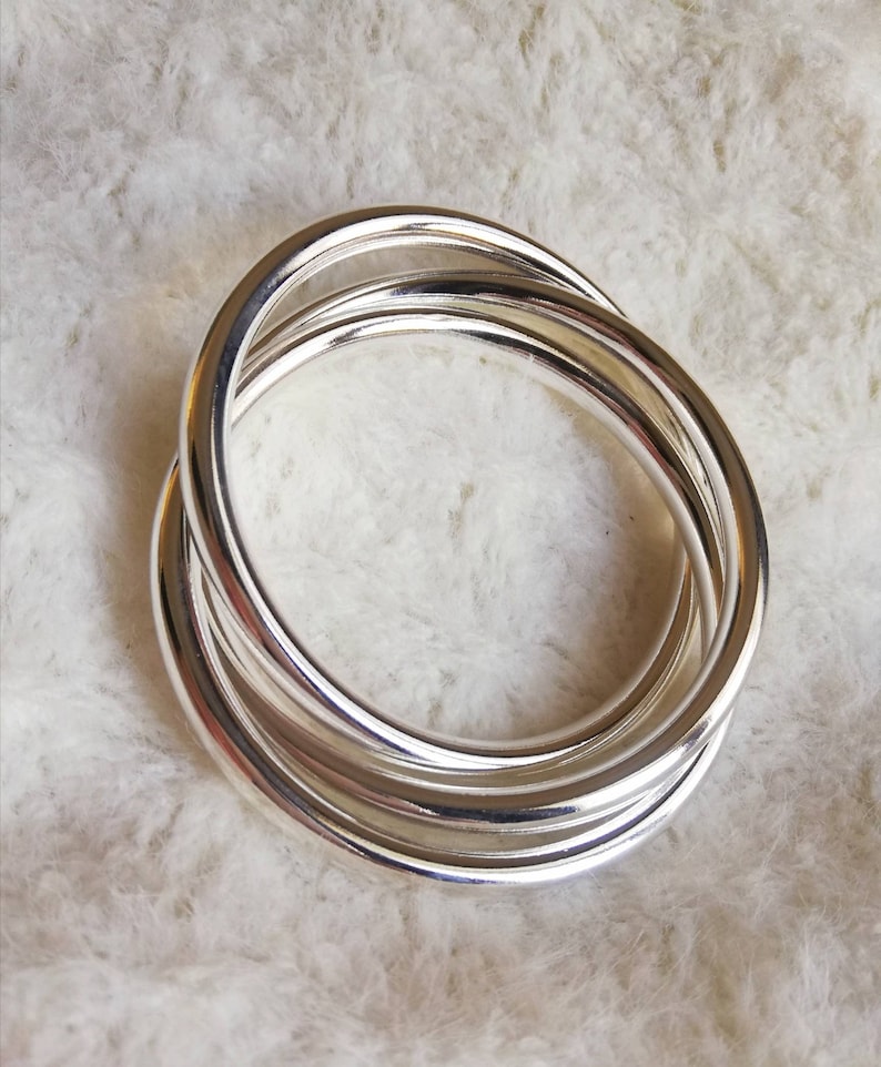 Women's bracelet, triple row bangle in 925 silver image 2