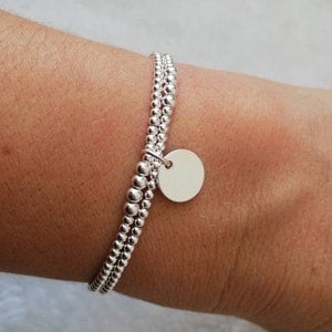 Double row women's bracelet in 925 silver with medal
