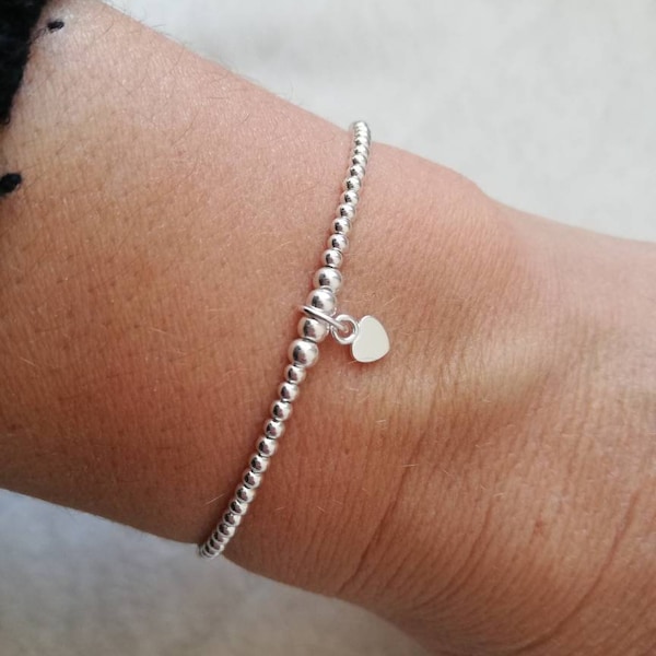 Bracelet femme en argent 925 avec breloque cœur