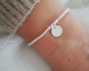 Women&#39;s 925 silver bracelet with hammered medal