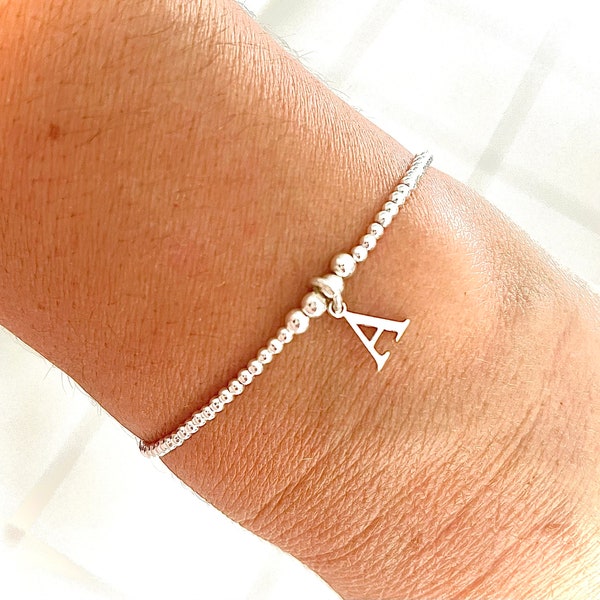 Bracelet femme en argent 925 avec breloque lettre (au choix)