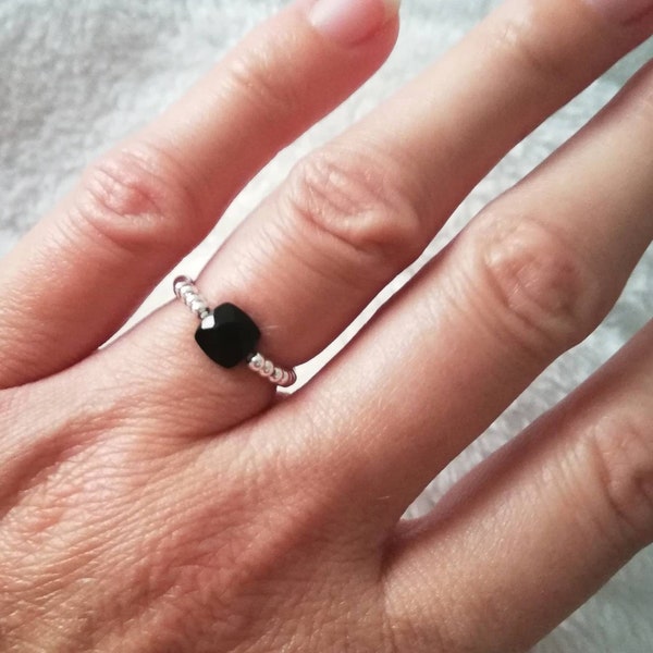 Bague en argent 925 et onyx noir