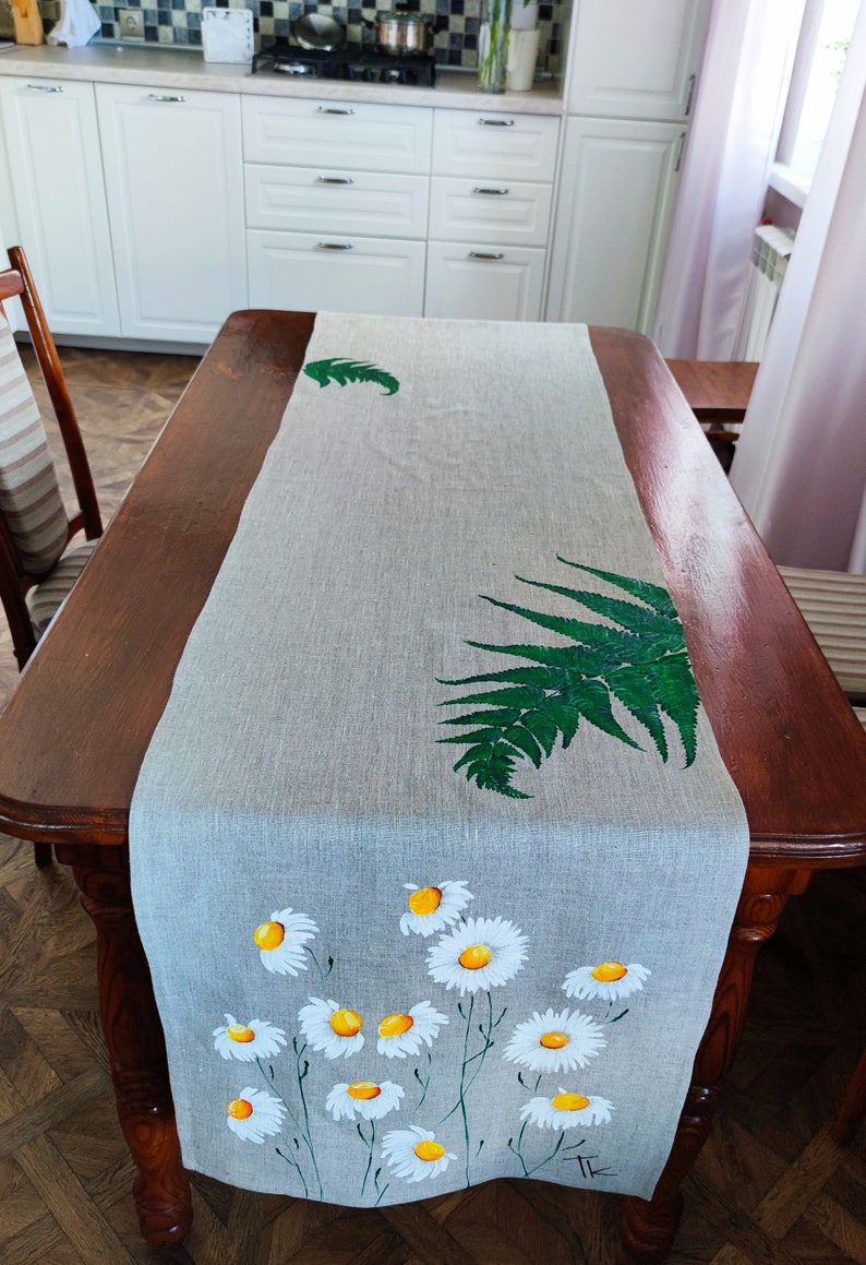 Handpainted Table Runner Spring and Summer Linens Centerpiece Etsy