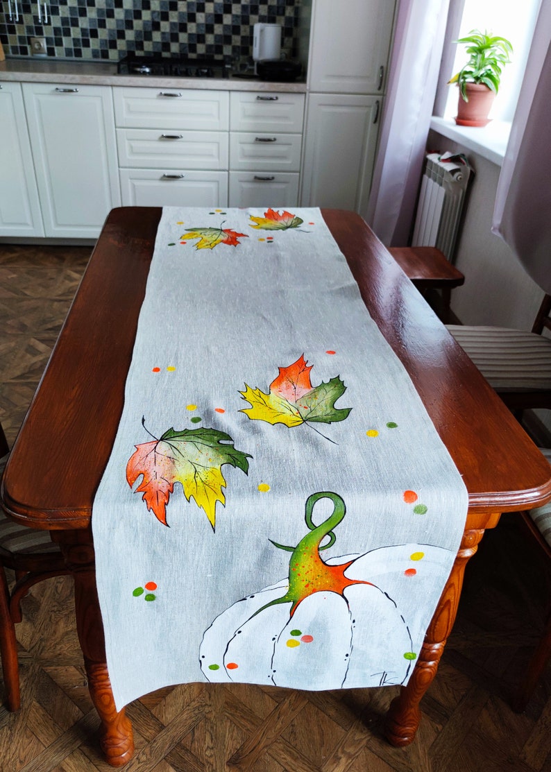 Handpainted Table Runner/thanksgiving Table Runner/reversible Etsy