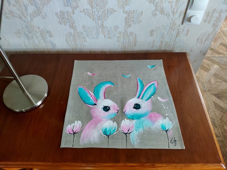 Bunny Rabbit Placemats set of 2 4 6 or 8 Handpainted Etsy